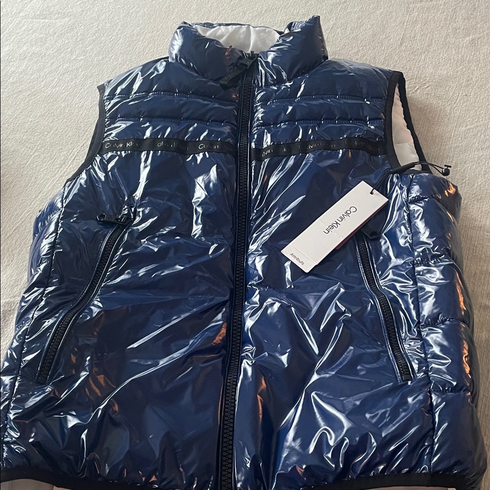 Calvin Klein Glossy Navy Puffer Vest